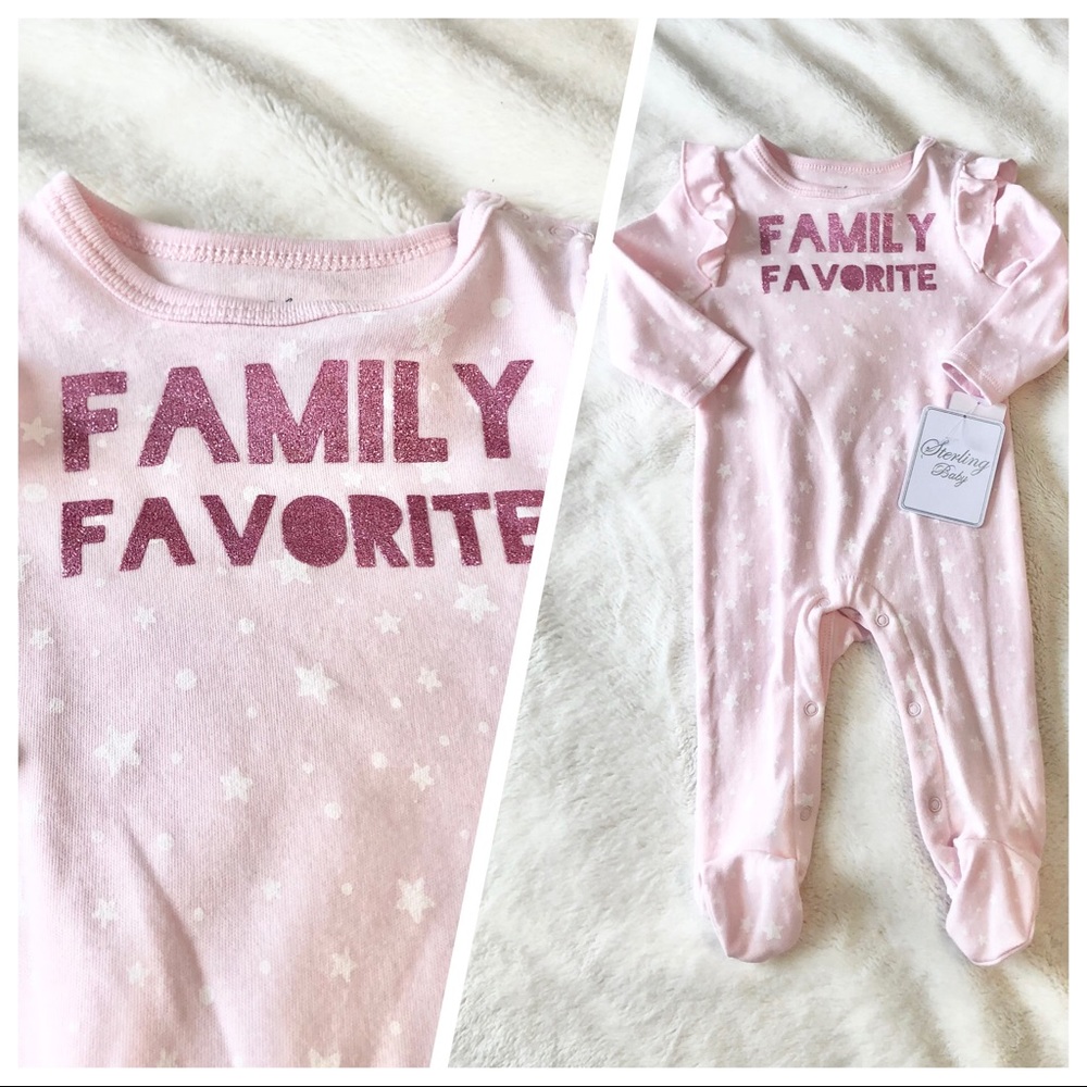 🆕Baby Girl Shimmery FAMILY FAVORITE Footie Onsie